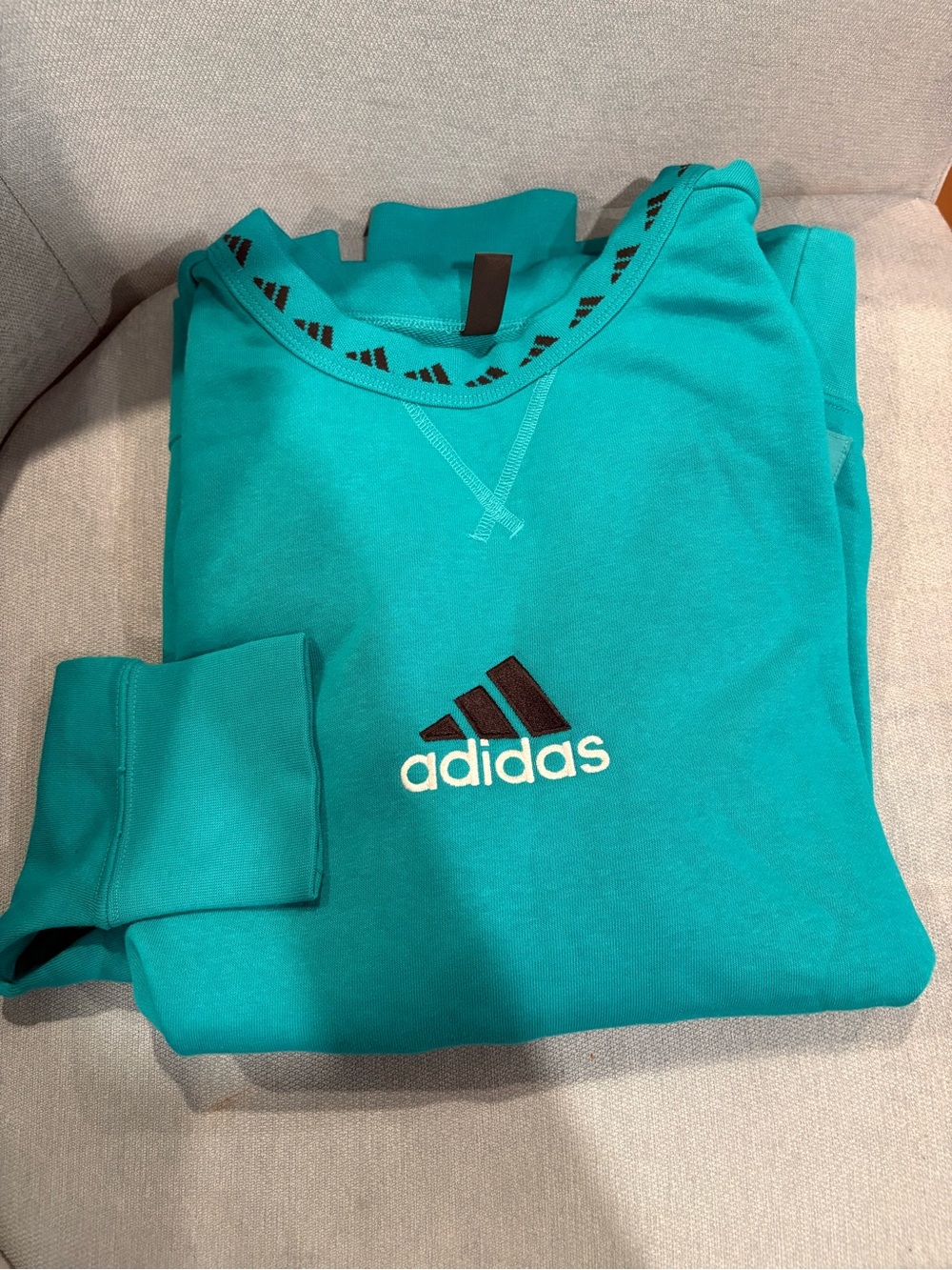 Real Madrid Adidas Teal Green Pullover Sweatshirt